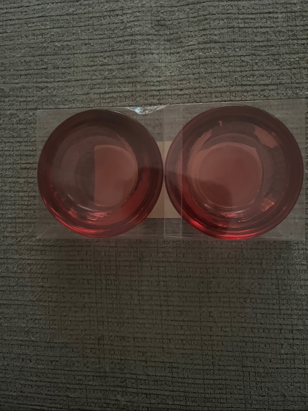Set of Two pinkish Red Glass candle Bowls